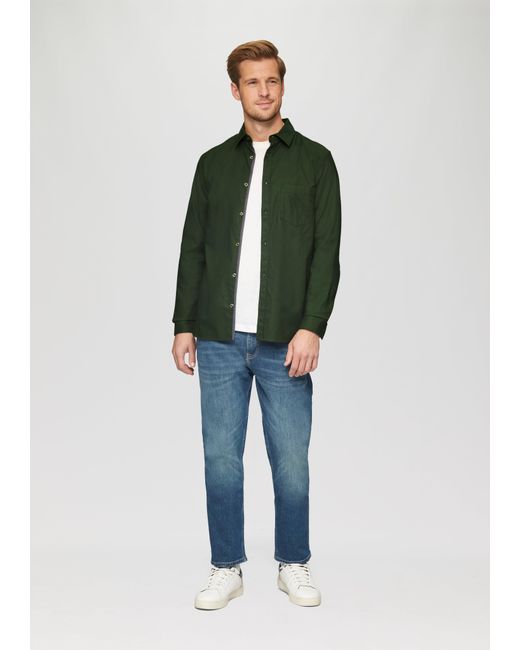 S.oliver Langarmhemd Slim Fit: Strukturiertes Hemd mit Kentkragen in Green für Herren