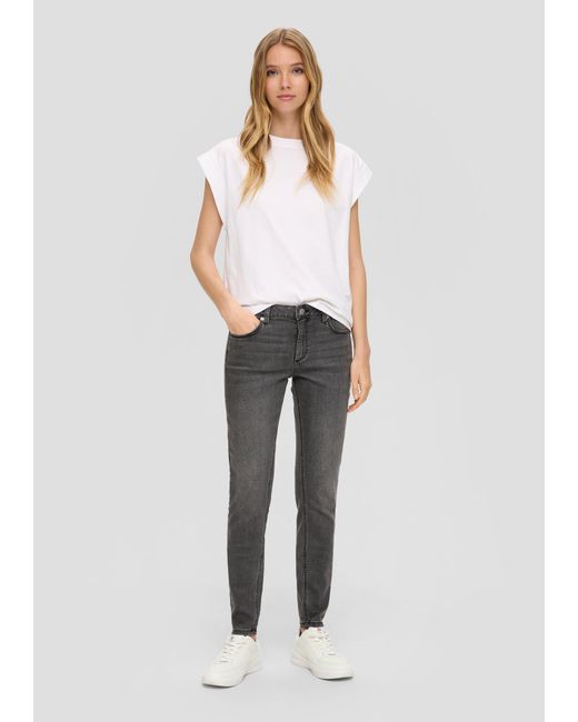 QS White Stoffhose Jeans Sadie / Mid Rise / Skinny Leg