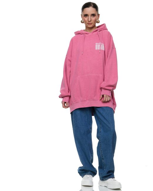 Worldclassca Pink Oversized Hoodie Kapuzenpullover Sweat PRINT