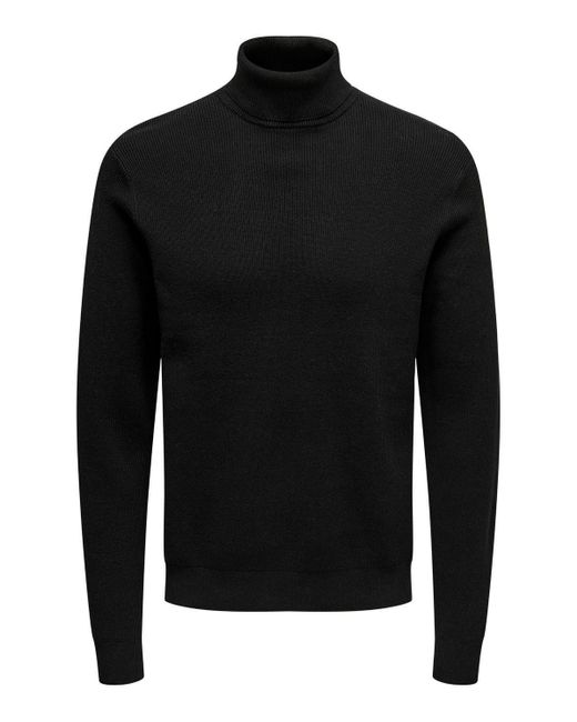 Only & Sons Sweatshirt ONSPHIL REG 12 STRUC ROLL NECK KNIT in Black für Herren