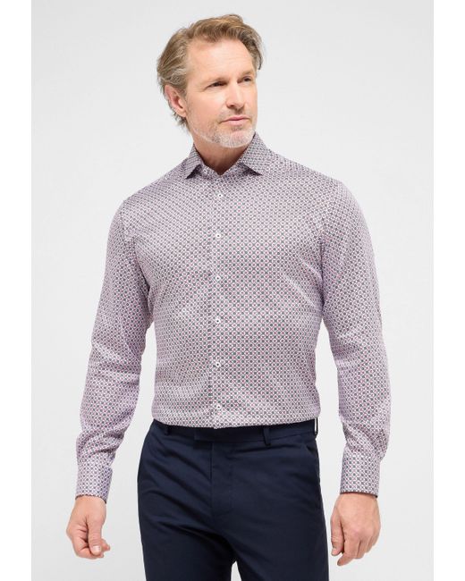 Eterna Langarmhemd MODERN FIT EASY IRON (bügelleicht) in Purple für Herren