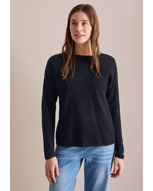 Cecil Blue Strickpullover im soften Baumwoll-Mix