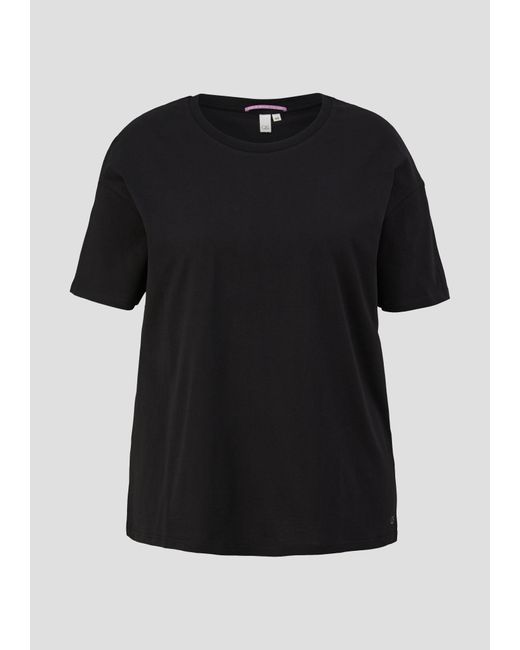 QS Black Kurzarmshirt T-Shirt aus reiner Baumwolle