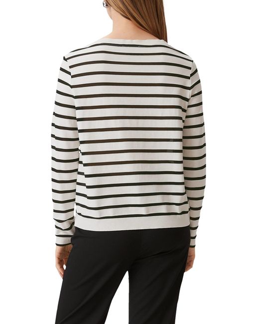 Comma, Gray Langarmshirt Streifenshirt mit U-Boot-Ausschnitt Streifen-Detail