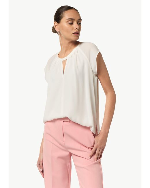 Comma, Pink Kurzarmbluse Chiffon-Bluse mit Kappärmeln Raffung, Cut Out