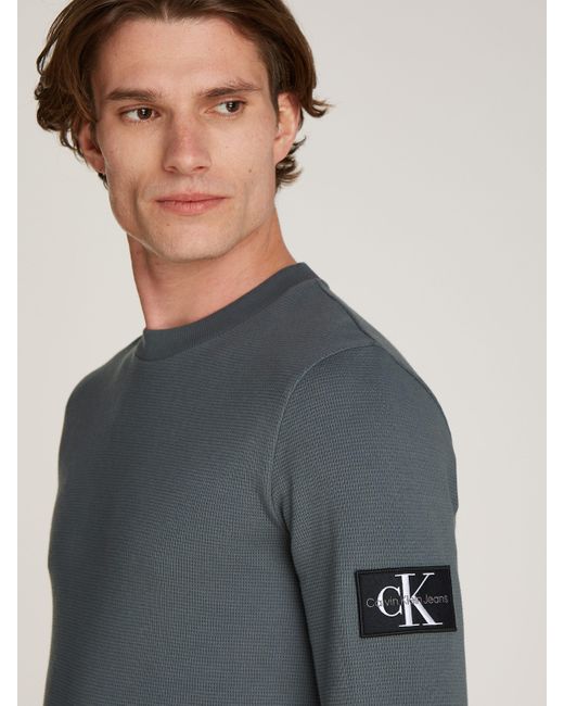Calvin Klein Langarmshirt BADGE WAFFLE LS TEE mit Logopatch in Gray für Herren