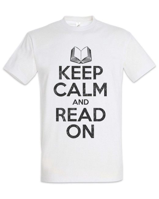Urban Backwoods Print-Shirt Keep Calm And Read On T-Shirt Nerd Geek Bücher Books Love Liebe in White für Herren
