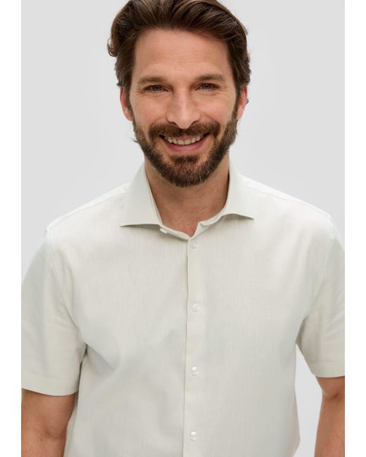 S.oliver Kurzarmhemd aus Baumwoll-Leinenmix in White für Herren