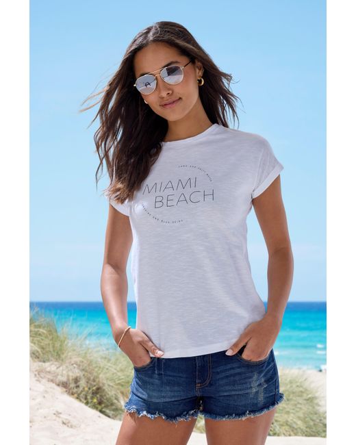 vivance active White Shirt mit modischem Frontprint aus weicher Baumwoll-Qualität