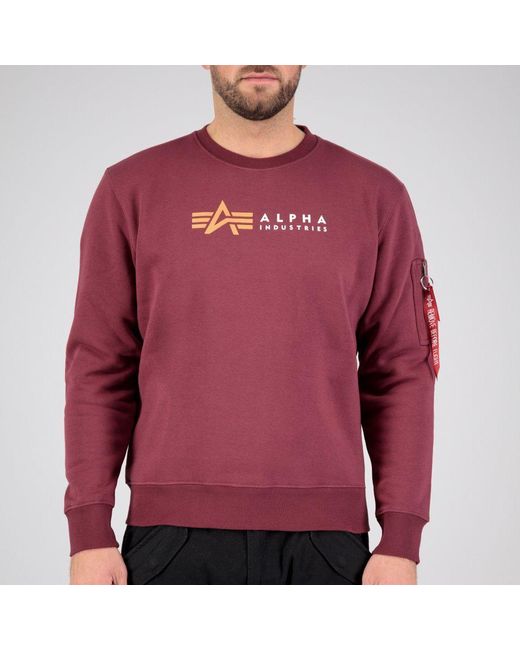 Alpha Industries Industries Sweatshirt Alpha Label Sweater (1-tlg) in Red für Herren