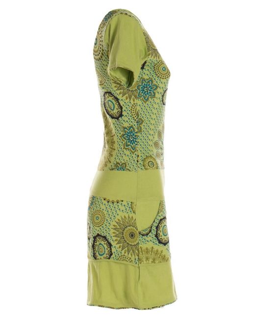Vishes Green Sommerkleid Kurzarm Sommer- Mini- Tunika-Kleid T-Shirtkleid Guru, Hippie, Ethno Style