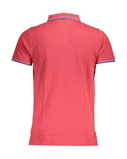 Norway 1963 Kurzarm-Poloshirt Rot mit Kontrastdetails in Pink für Herren