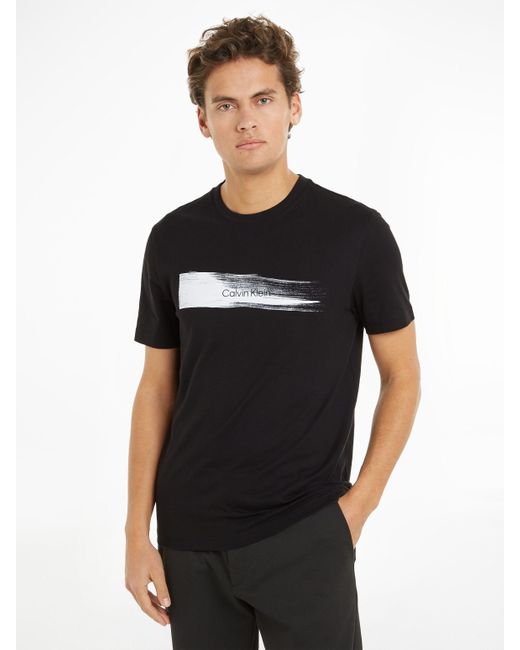 Calvin Klein BRUSH LOGO T-SHIRT mit Logoschriftzug in Black für Herren