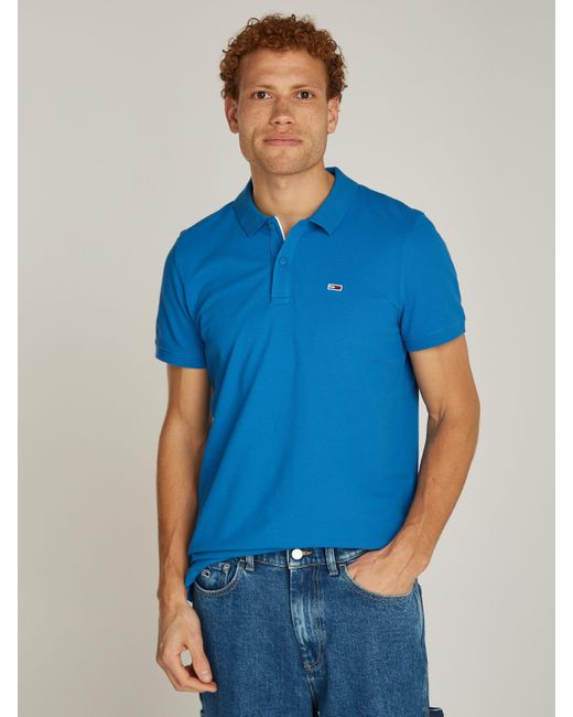 Tommy Hilfiger Poloshirt TJM SLIM PLACKET POLO EXT Große Größen mit Logostickerei in Blue für Herren
