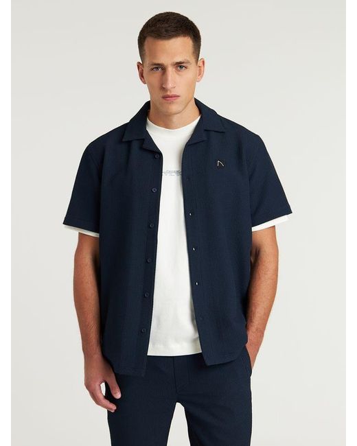 Chasin' Hemd – Kurzarmhemd – regular fit in Blue für Herren