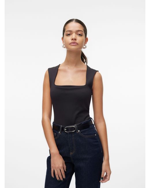 Vero Moda Blue Shirttop VMMILLION SL SQUARE NECK TOP JRS NOOS