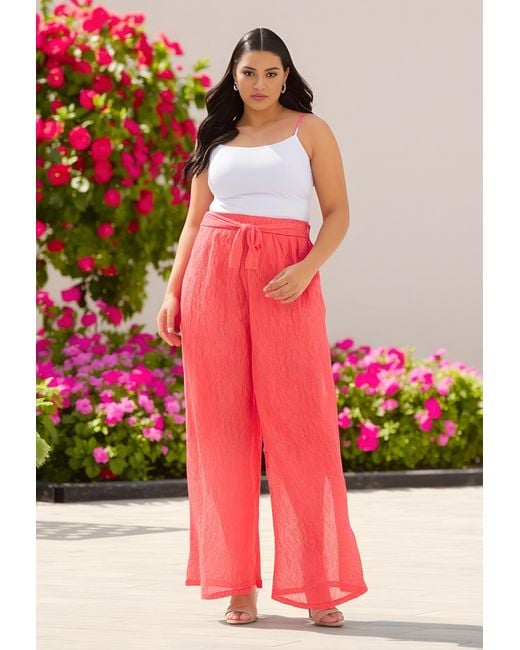 malito more than fashion Red Stoffhose 20635 Curvy Spitzenhose Einheitsgröße
