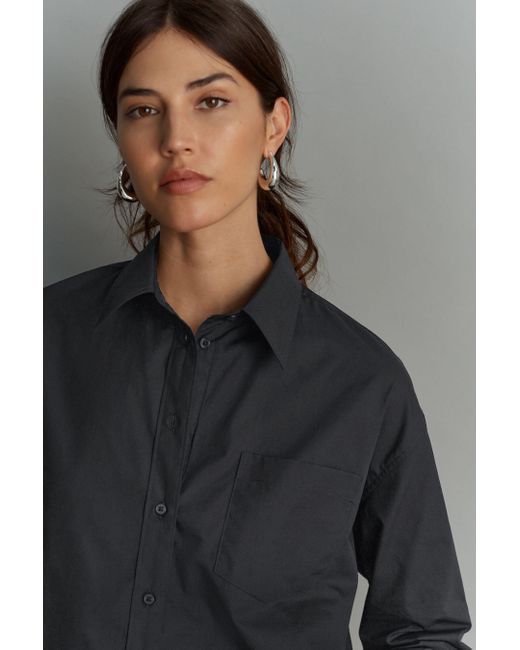 Next Black Langarmbluse Oversize-Hemd aus Baumwolle (1-tlg)
