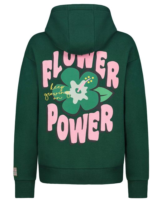 Sublevel Green Kapuzenpullover mit großem Obst Print, Kängurutaschen und Kapuze