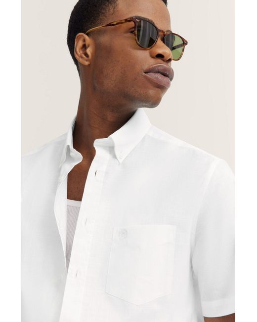 Bugatti Kurzarmhemd mit Button-Down-Kragen in White für Herren