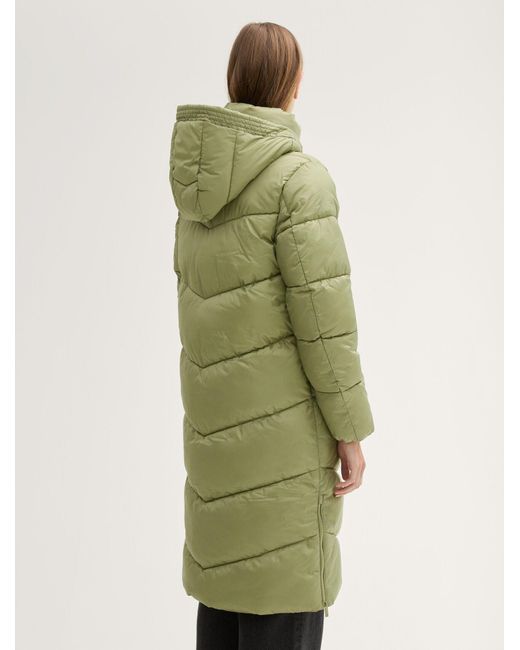 Tom Tailor Green Steppmantel Puffermantel abnehmbarer Kapuze mit Innentasche