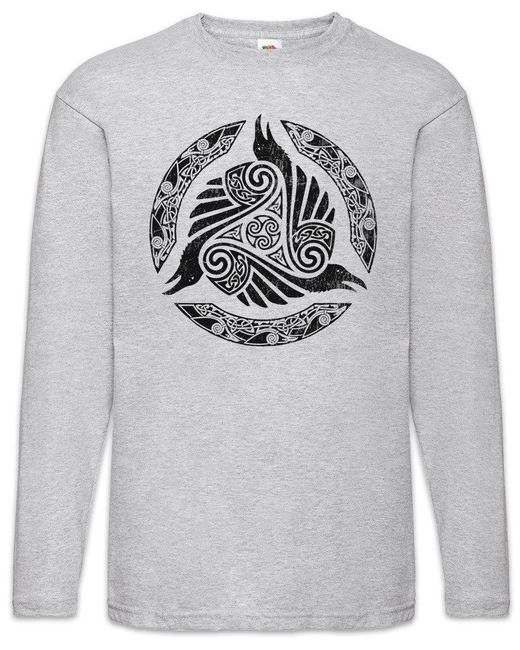 Urban Backwoods Langarmshirt Viking Raven Circle Langarm T-Shirt Raben Hugin Munin Walhalla Odhin in Gray für Herren