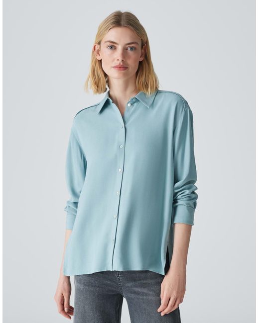 Opus Blue Hemdbluse FUHLA Loose aus weichem Viskose Mix