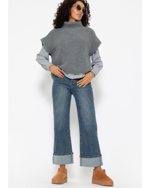 SassyClassy Gray Oversize Pullunder mit Turtleneck Elegant