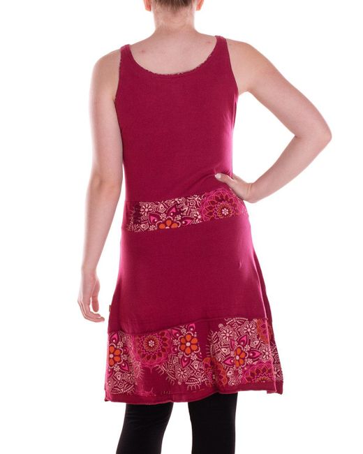 Vishes Red Sommerkleid mittellanges Kleid Baumwolle Geometrisch A-Linie Alternative Bekleidung