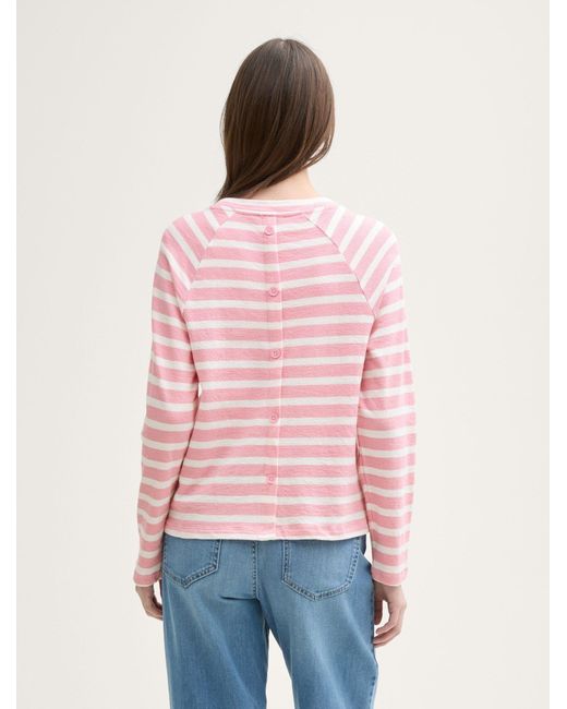 Tom Tailor Red Boxy Fit Langarmshirt mit Knopf-Details