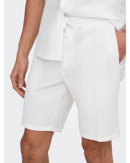 Only & Sons ONSLINUS 0007 COT LIN SHORTS NOOS in White für Herren