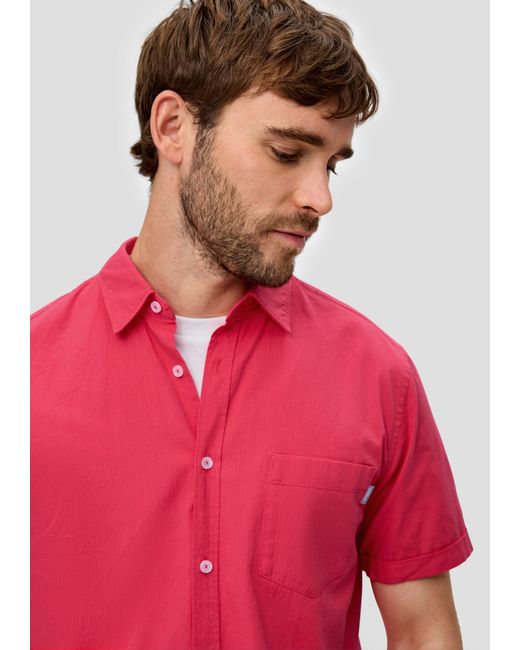 S.oliver Kurzarmhemd Baumwollhemd mit Musterstruktur in Red für Herren