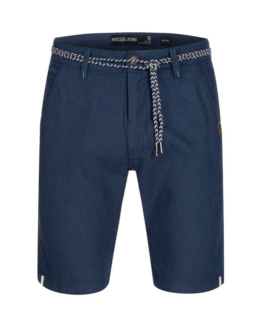 INDICODE Chinoshorts Sant Cugat mit abnehmbaren, gemustertem Gürtel in Blue für Herren