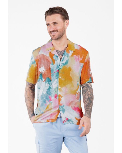 Key Largo Kurzarmhemd MSH KLCARACAS /2 patterned (1-tlg) in Blue für Herren