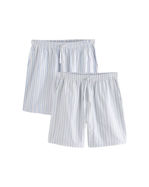 Next Pyjamahose Gestreifte Shorts aus Gewebe, 2er-Pack (2-tlg) in White für Herren