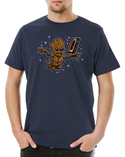 Urban Backwoods Print- Smells Like Tree Spirit T-Shirt Guardians Fun Baum Galaxy in Blue für Herren