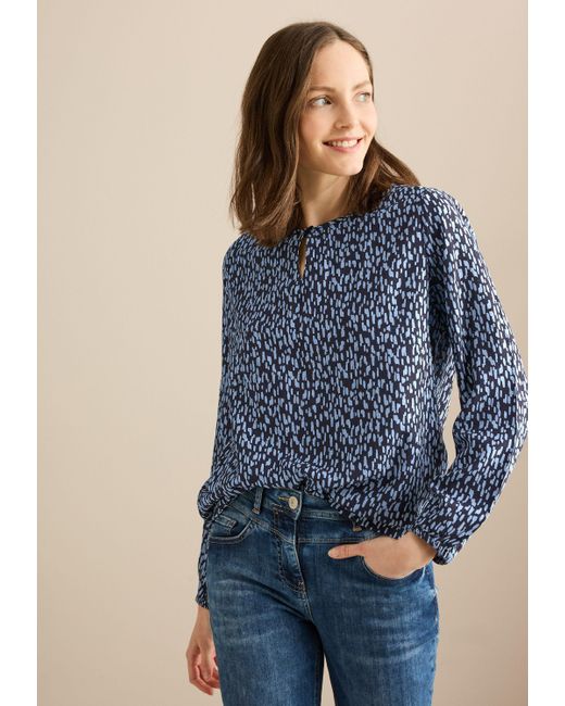 Cecil Blue Langarmbluse aus softer Viskose