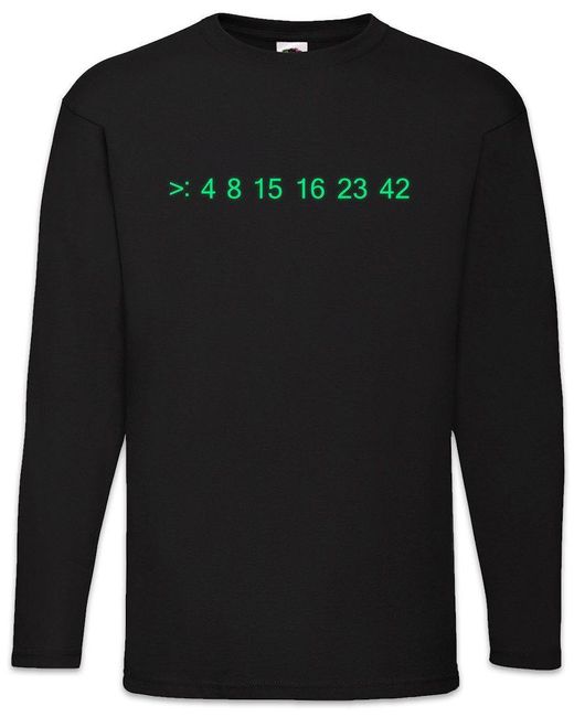 Urban Backwoods Langarmshirt Lost Code Langarm T-Shirt number Numbers Nummer 4 8 15 16 23 42 Lotto in Black für Herren