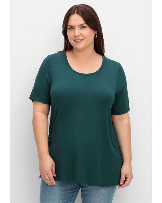 Sheego Green T-Shirt Große Größen in A-Linie, mit Cut-out im Nacken