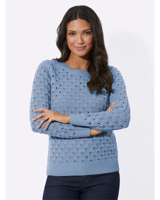Sieh an! Blue Strickpullover Ajourpullover