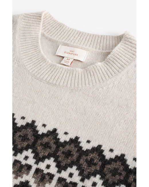 Next Regular Fit Signature Rundhalspullover Merino (1-tlg) in White für Herren