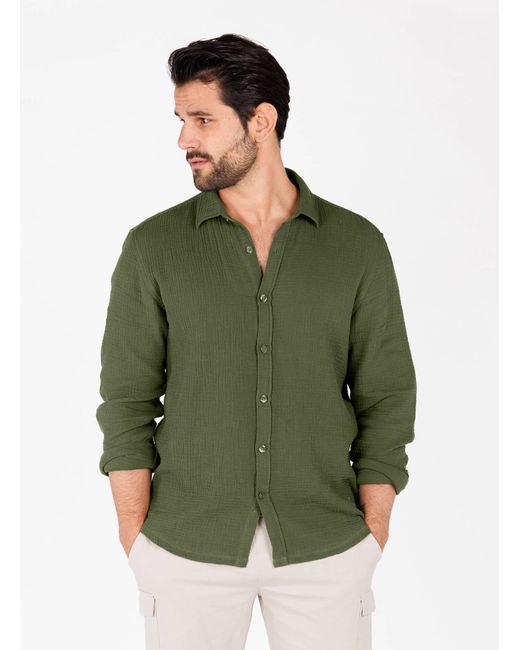 Key Largo Langarmhemd Freizeithemd MSH FINCA (1-tlg) in Green für Herren