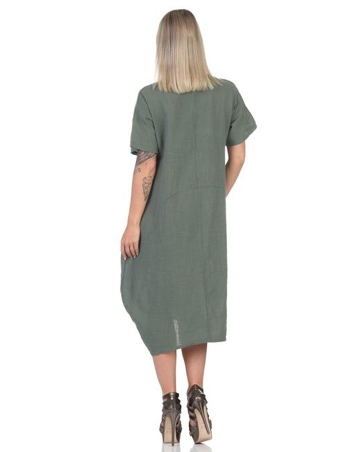 Mississhop Green Sommerkleid Leicht und Lebendig – 100 % Baumwollkleid M.387