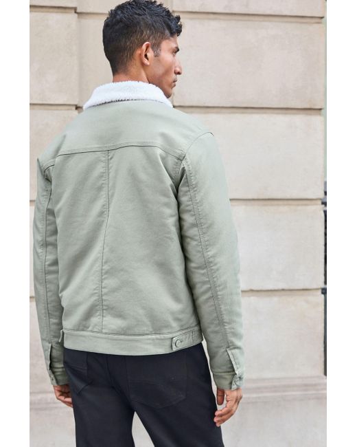 Next Jeansjacke Jeans-Truckerjacke mit Teddyfellkragen (1-St) in Gray für Herren