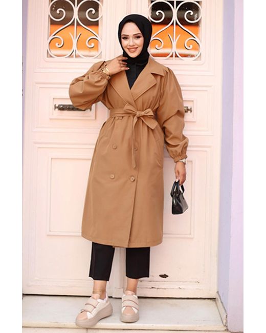 Misskyle Black Gefalteter Schulter Trenchcoat