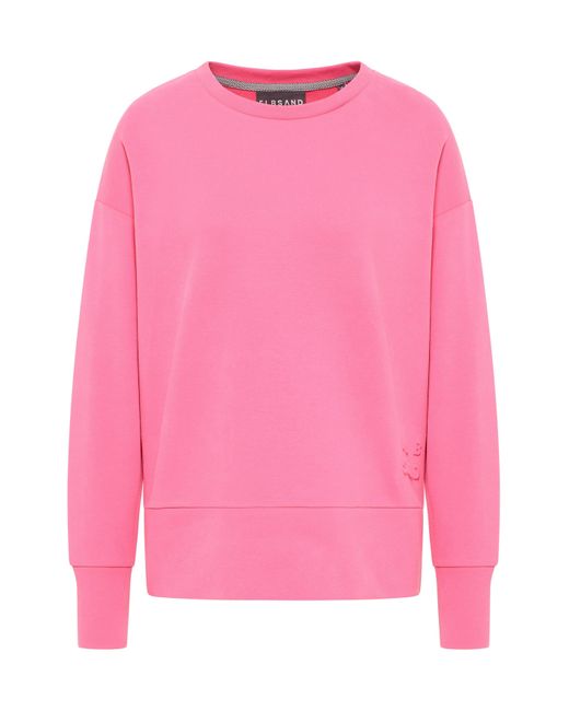 Elbsand Pink Sweatshirt Tove Rundhalsausschnitt, locker geschnitten