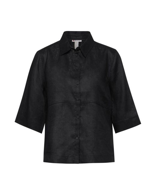 Street One Blusenshirt LS_Office_Solid shirtcollar bl, Black