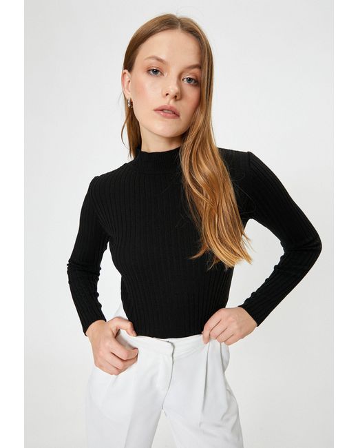 Koton Black Stehkragenpullover Standkragen Regular