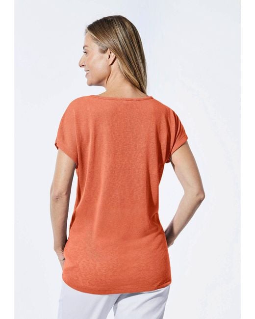 Goldner Orange T- Kurzgröße: Shirt in Leinenoptik