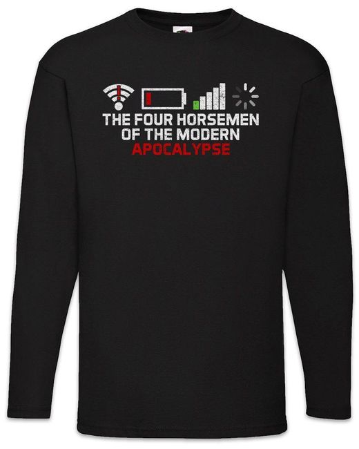 Urban Backwoods Langarmshirt The Four Horsemen Of The Modern Apocalypse Langarm T-Shirt Fun Binary in Black für Herren